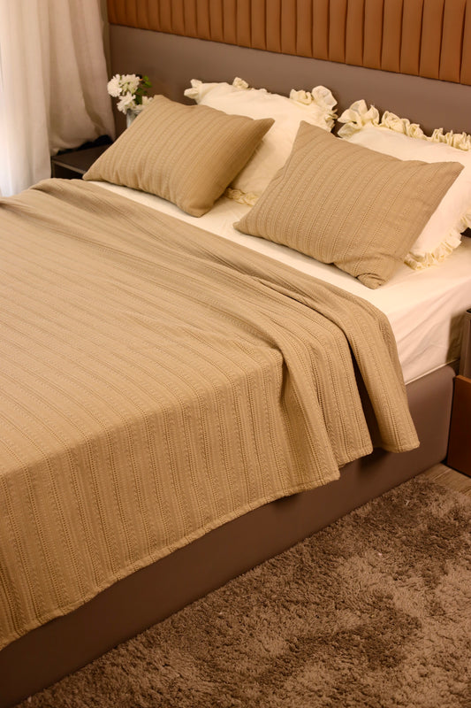 CARAMEL SAFA Jacquard Throw Blanket Set