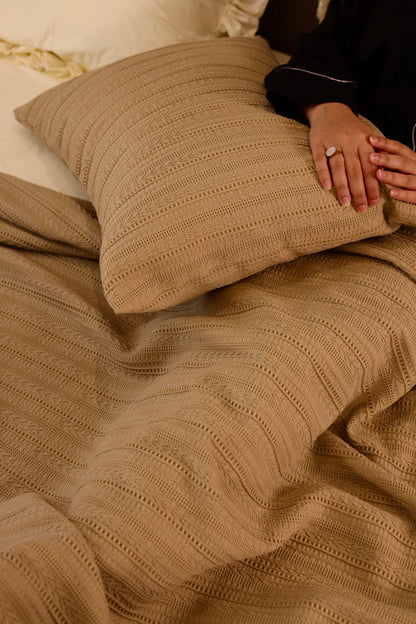 CARAMEL SAFA Jacquard Throw Blanket Set