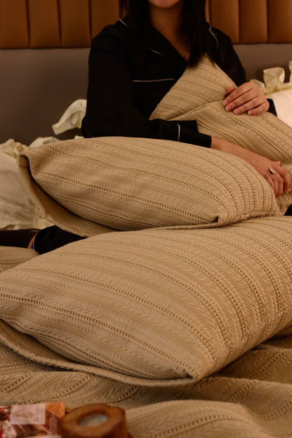 CARAMEL SAFA Jacquard Throw Blanket Set