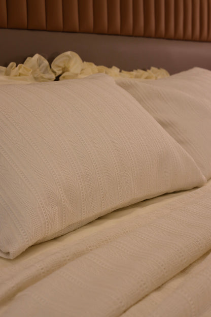 CREAM SAFA Jacquard Throw Blanket Set