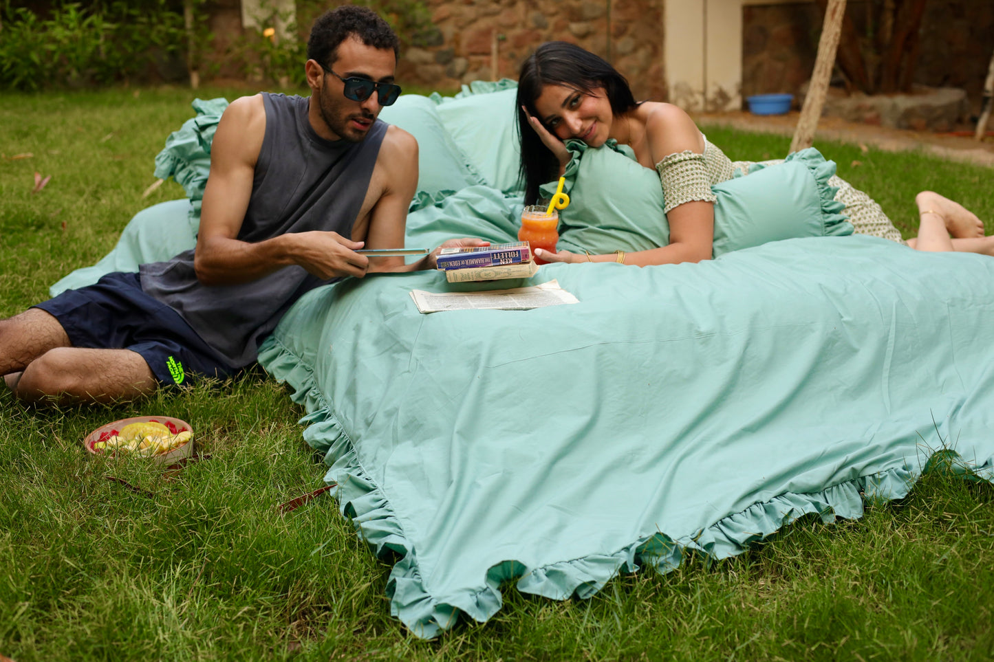 MALDIVE RUFFLES Percale Cotton Duvet Cover