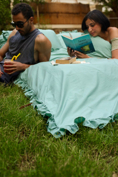 MALDIVE RUFFLES Percale Cotton Duvet Cover