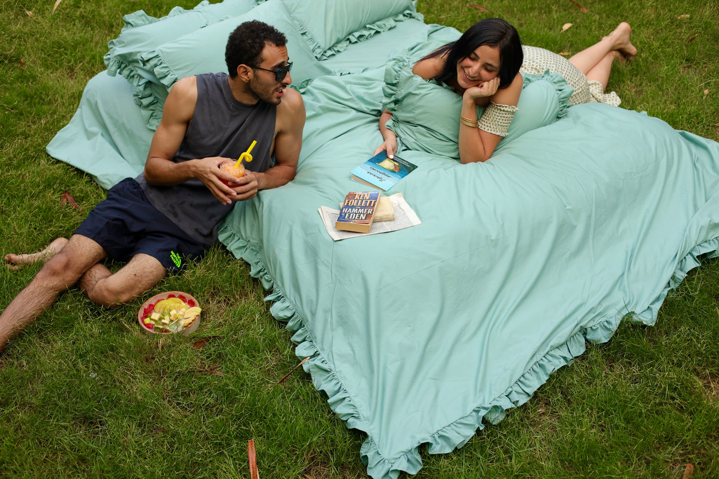 MALDIVE RUFFLES Percale Cotton Duvet Cover