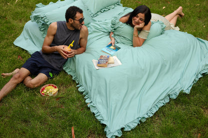 MALDIVE RUFFLES Percale Cotton Duvet Cover