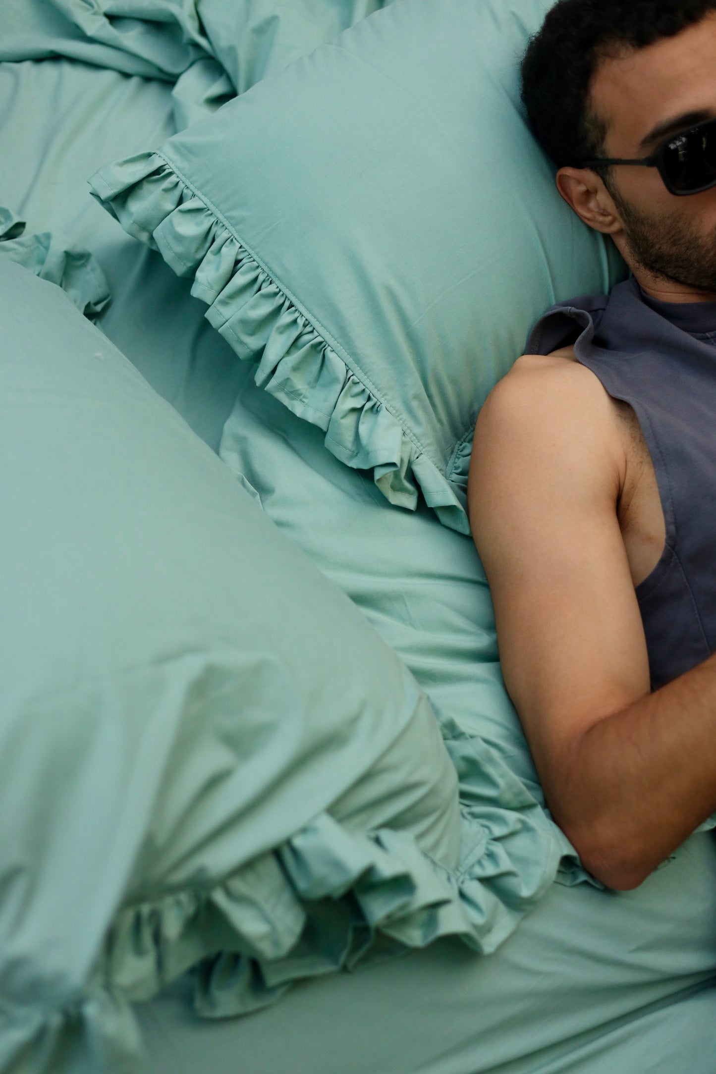 MALDIVE RUFFLES Percale Cotton Duvet Cover