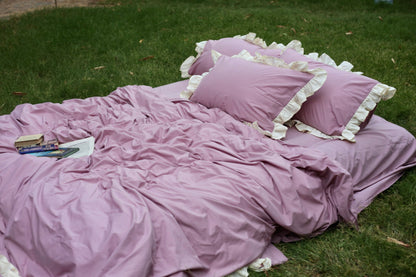 BLUSH RUFFLES Percale Cotton Duvet Cover