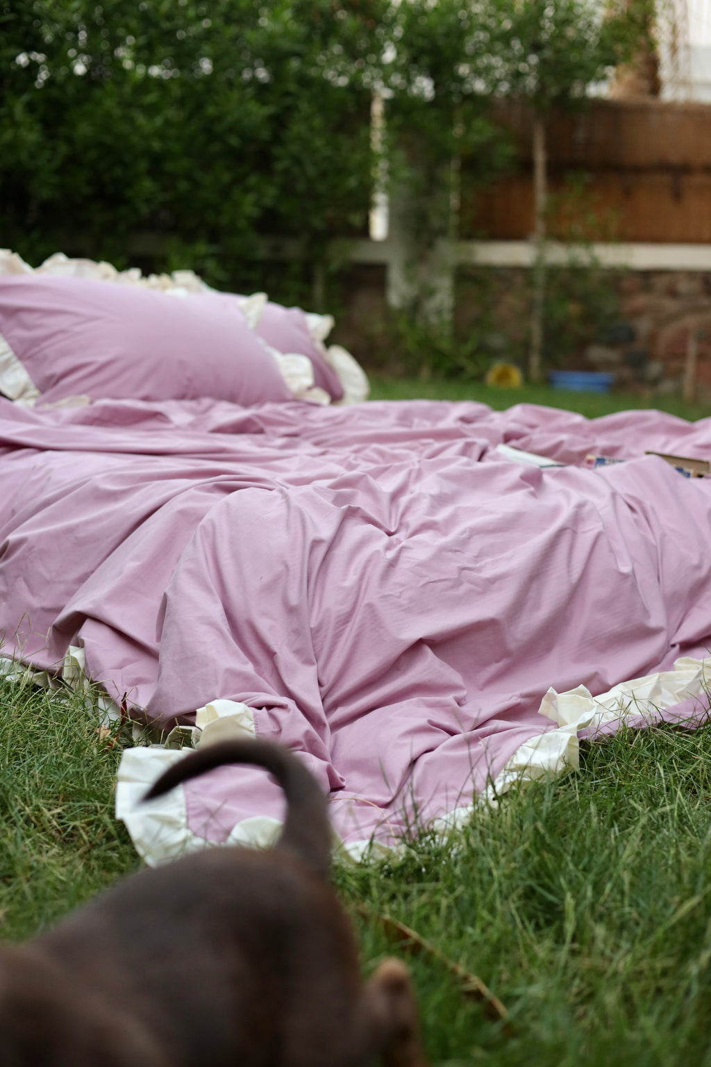 BLUSH RUFFLES Percale Cotton Duvet Cover