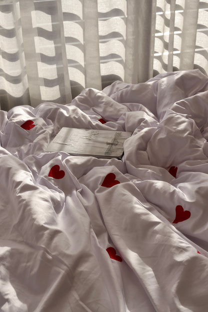 HEARTBEATS silky cotton duvet cover