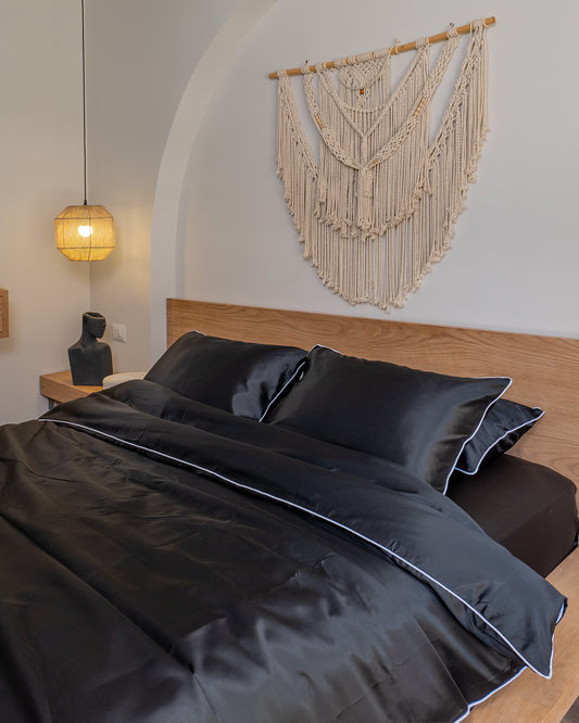 BLACK silky cotton duvet cover
