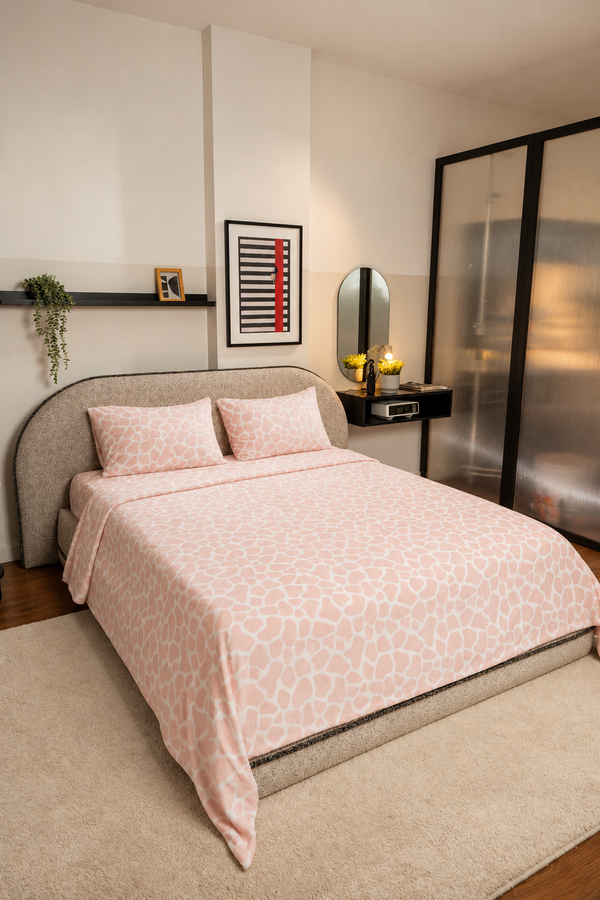 PINK GIRA Colorful Flannel Bedsheet Set