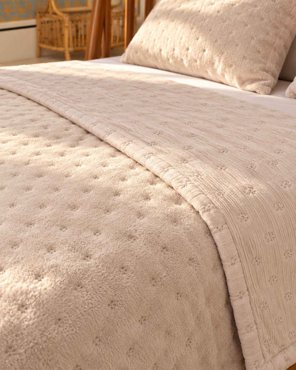 VANILLA DOTELLA Embroidered Blanket Set