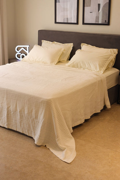 CREAMY ELITE Washed Cotton Throw Blanket