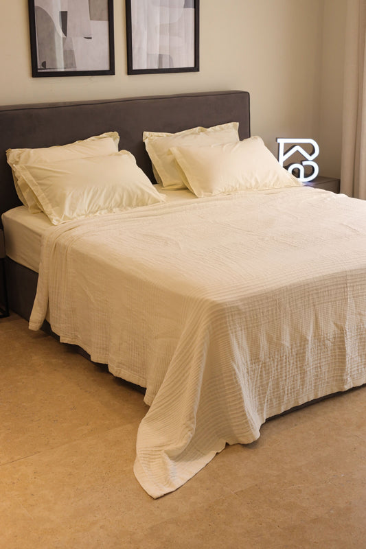 CREAMY ELITE Washed Cotton Throw Blanket