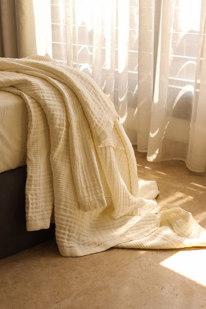CREAMY ELITE Washed Cotton Throw Blanket