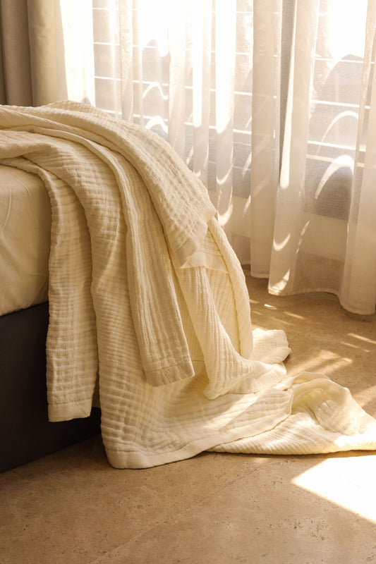 CREAMY ELITE Washed Cotton Throw Blanket