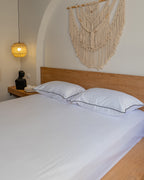 WHITE cordon silky cotton bedsheet