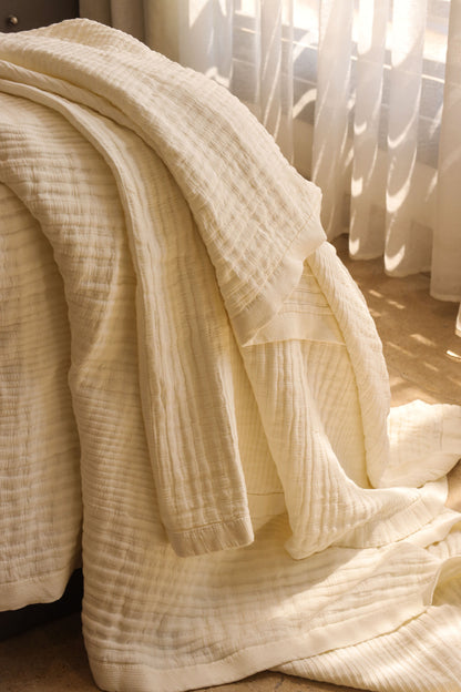 CREAMY ELITE Washed Cotton Throw Blanket