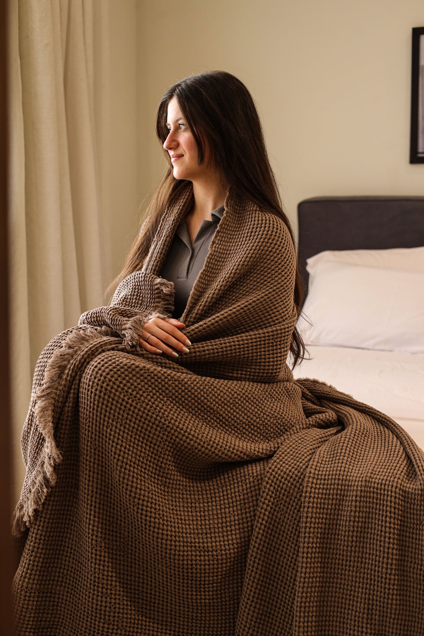 CARAMEL KNOTS Cotton Throw Blanket