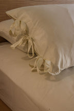 RIBBONELLE CREAM silky cotton duvet cover