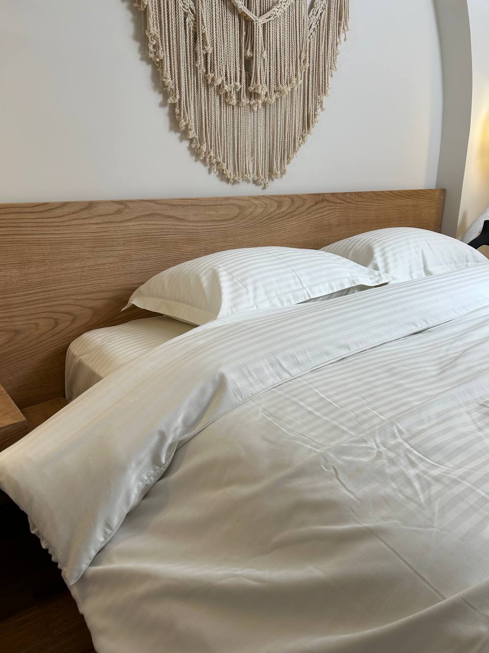 PEARL WHITE stripe duvet cover