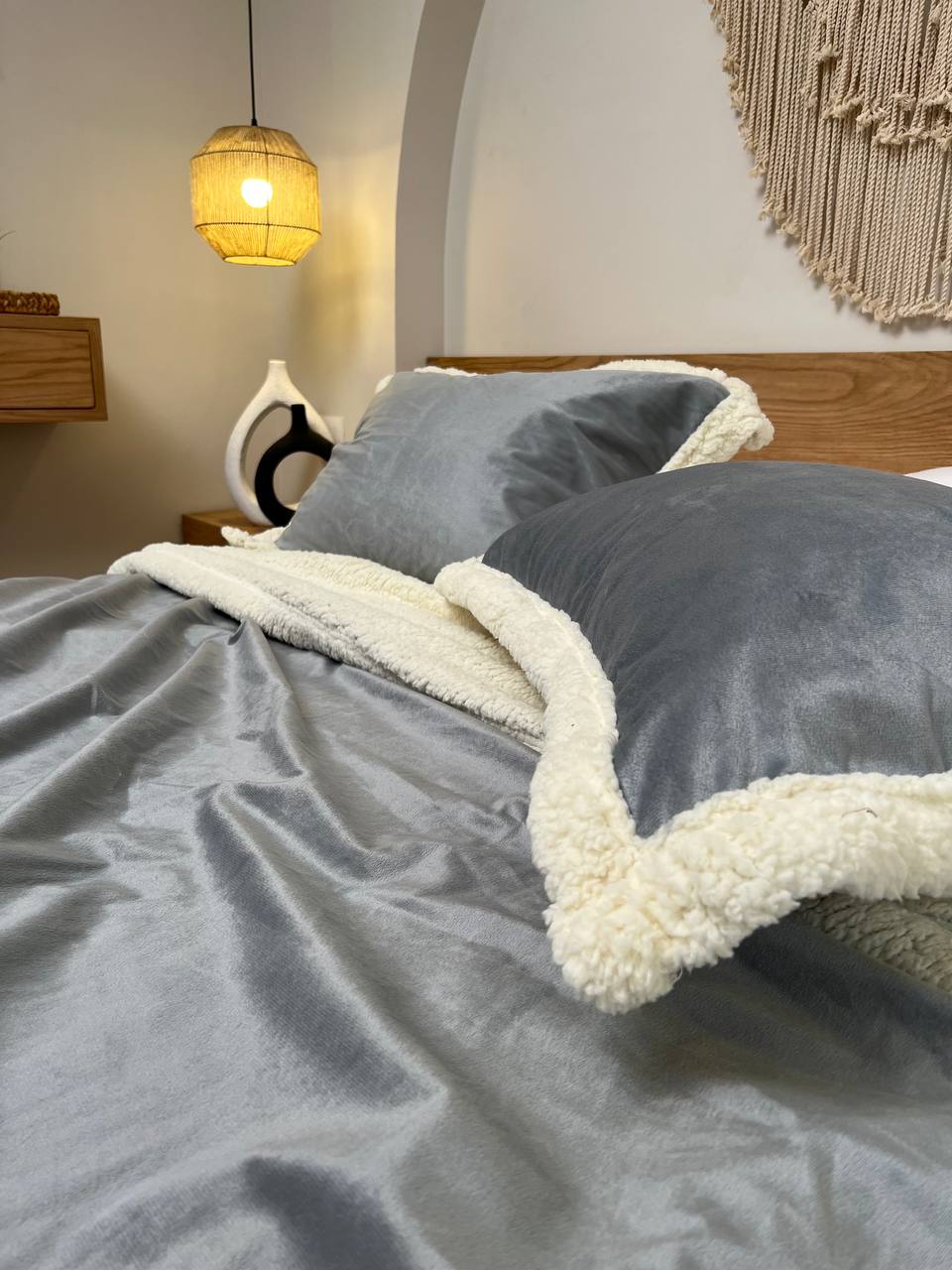GREY Velvet Lamb Wool Blanket