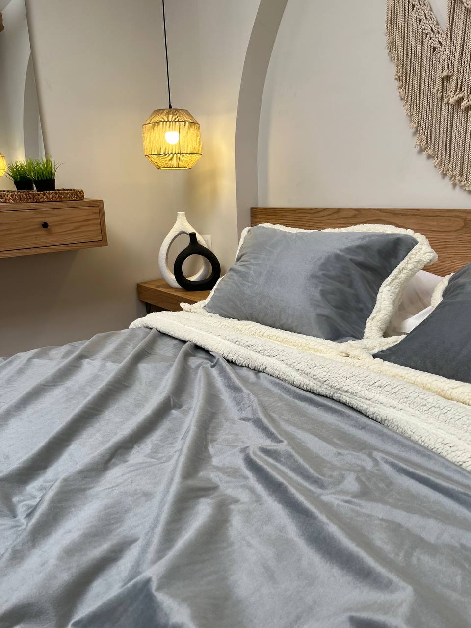 GREY Velvet Lamb Wool Blanket