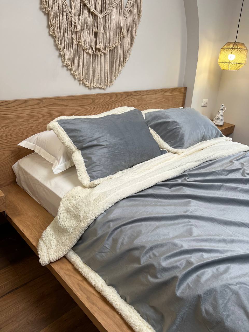 GREY Velvet Lamb Wool Blanket
