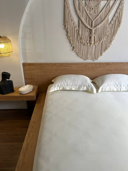CREAM oxford silky cotton bedsheet