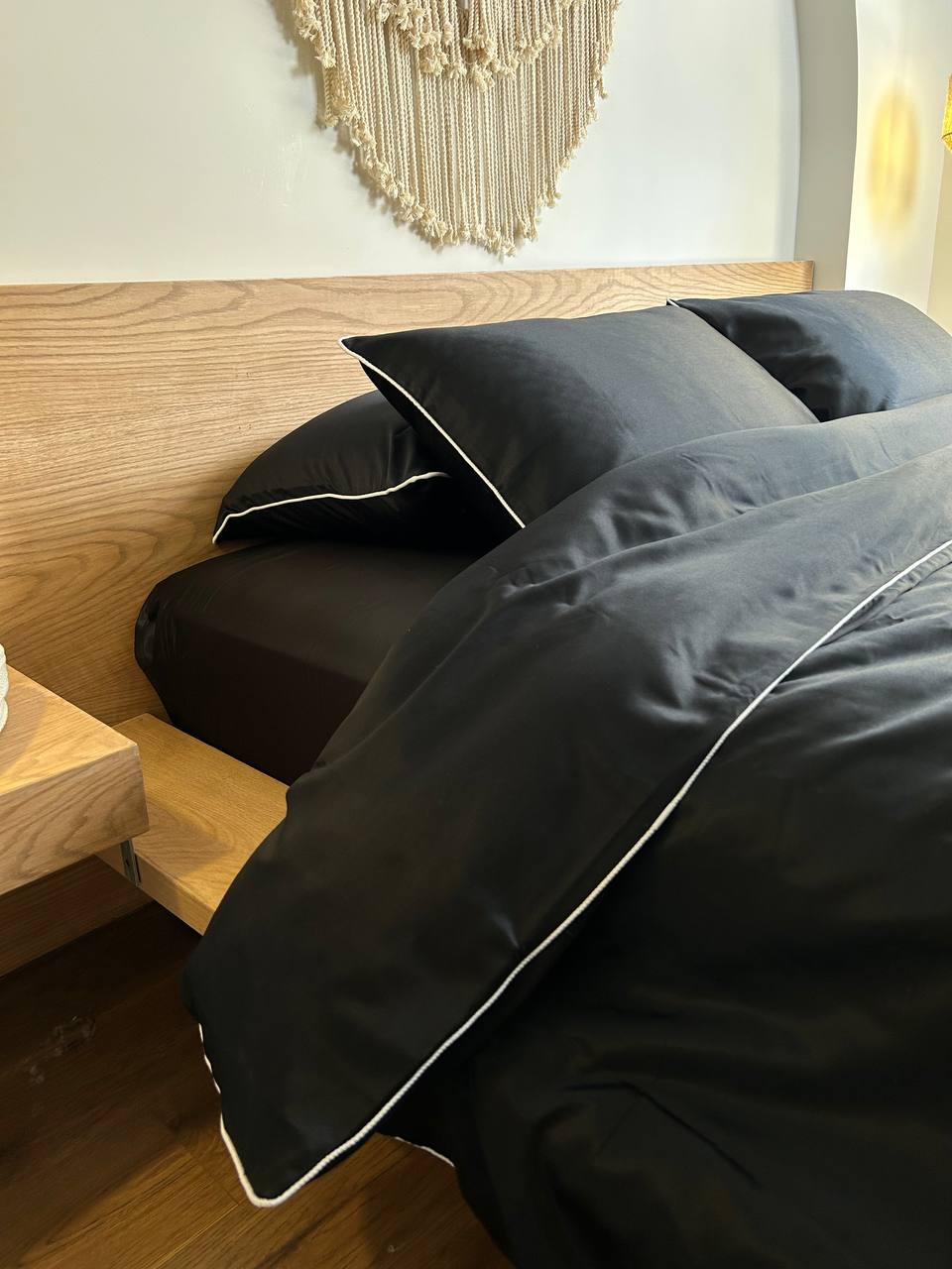 BLACK silky cotton duvet cover