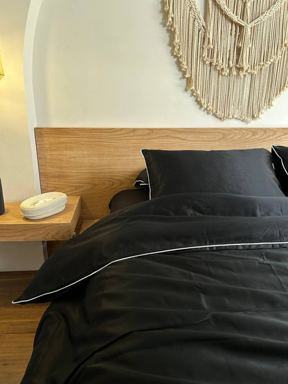 BLACK silky cotton duvet cover