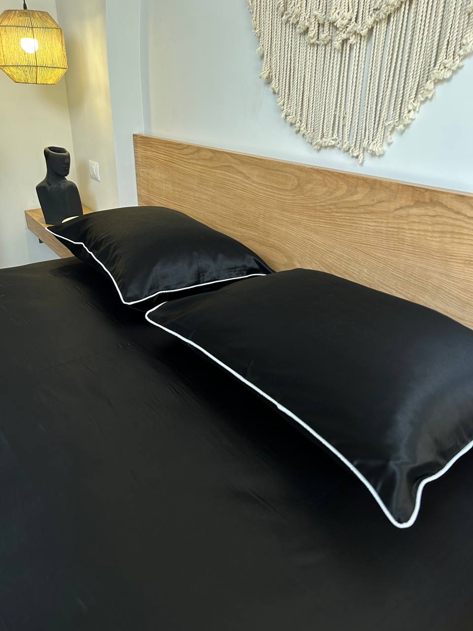 BLACK cordon silky cotton bedsheet