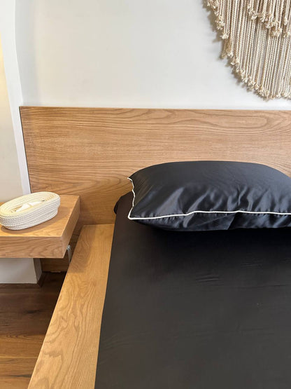 BLACK cordon silky cotton bedsheet
