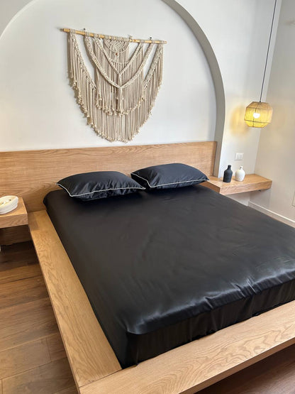 BLACK cordon silky cotton bedsheet