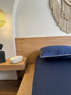 SWISS BLUE cordon silky cotton bedsheet