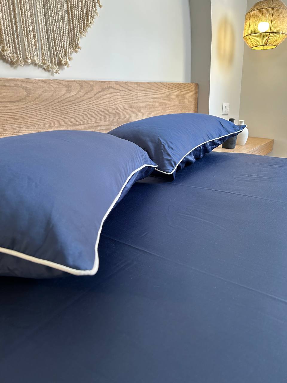 SWISS BLUE cordon silky cotton bedsheet