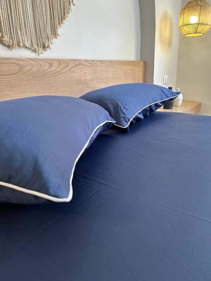 SWISS BLUE cordon silky cotton bedsheet