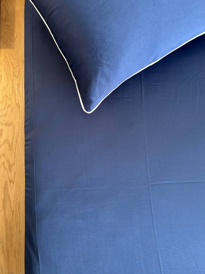 SWISS BLUE cordon silky cotton bedsheet