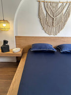SWISS BLUE cordon silky cotton bedsheet