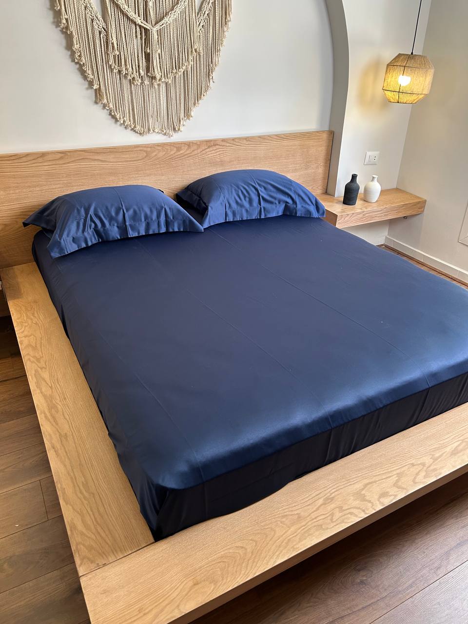 SWISS BLUE oxford silky cotton bedsheet
