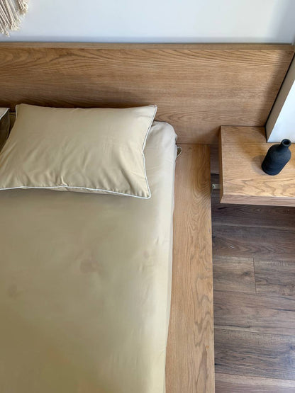 TAN cordon silky cotton bedsheet