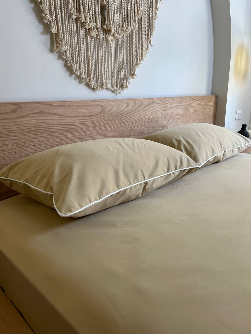 TAN cordon silky cotton bedsheet
