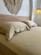 TAN oxford silky cotton bedsheet