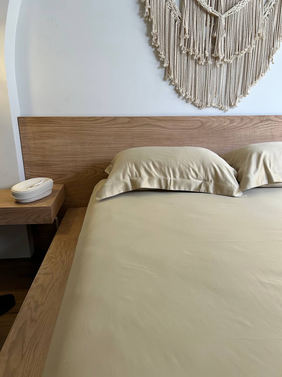 TAN oxford silky cotton bedsheet