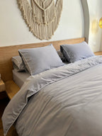 GREY silky cotton duvet cover