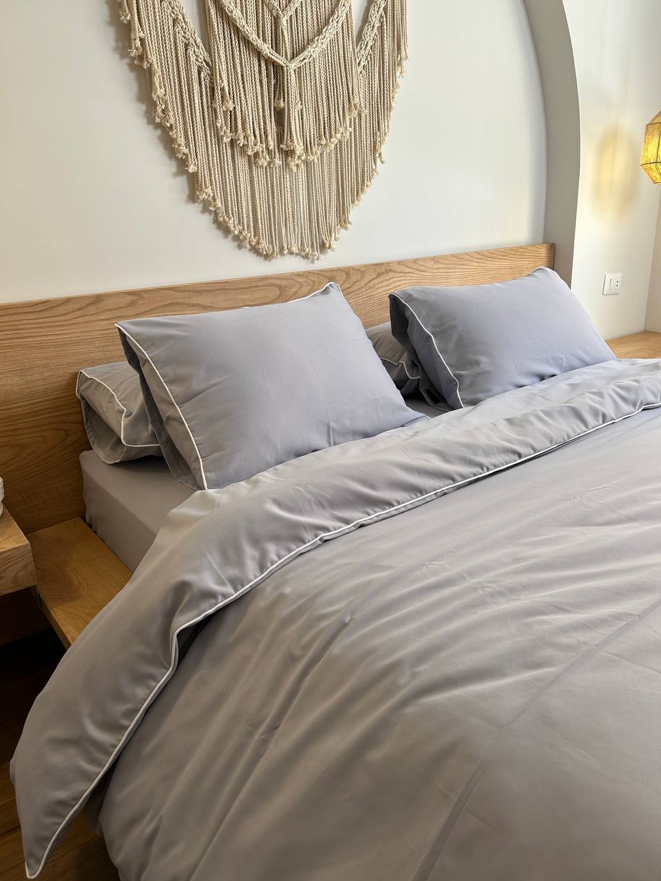 GREY silky cotton duvet cover