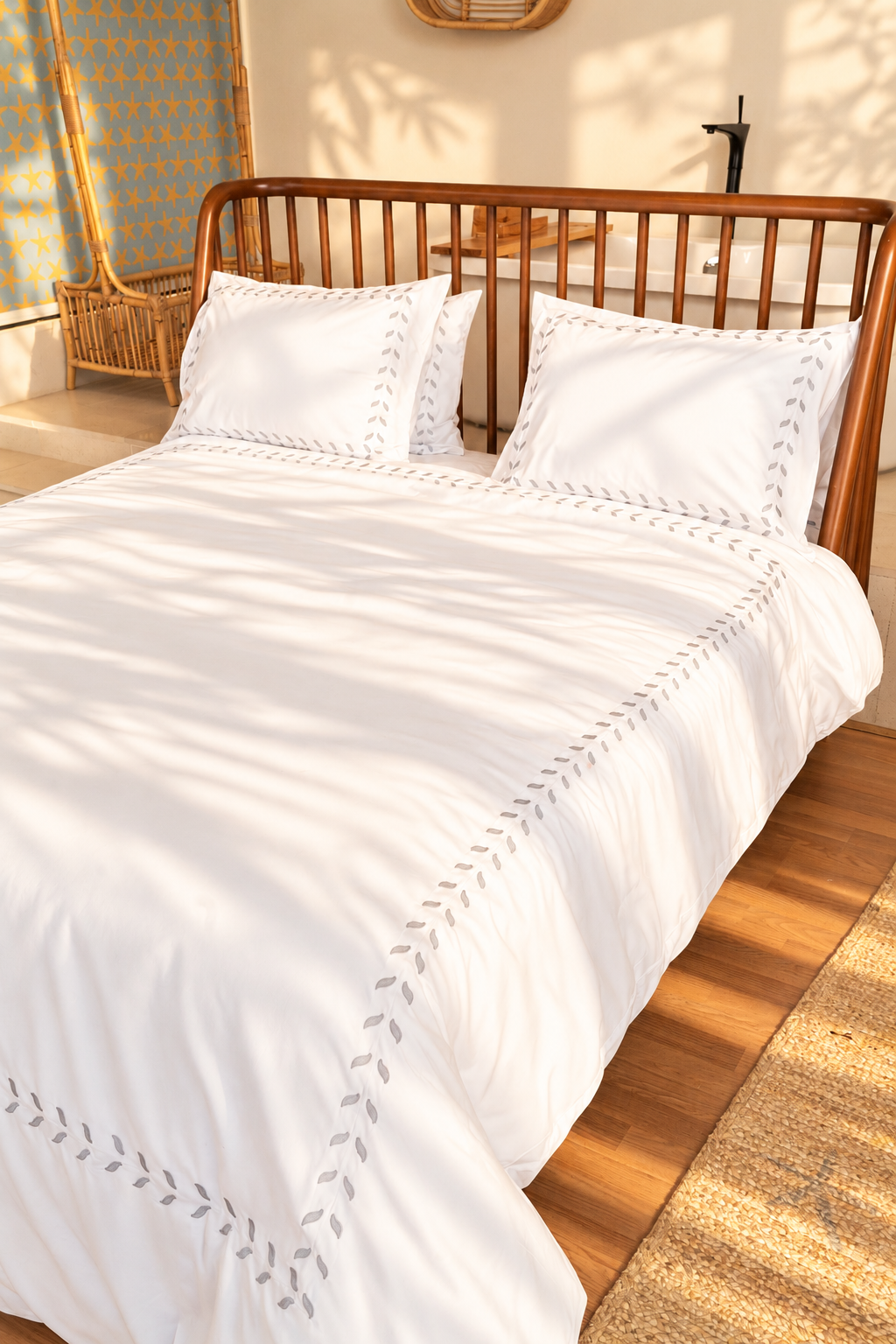 EVERLEAF Embroidered Premium Cotton Duvet Cover