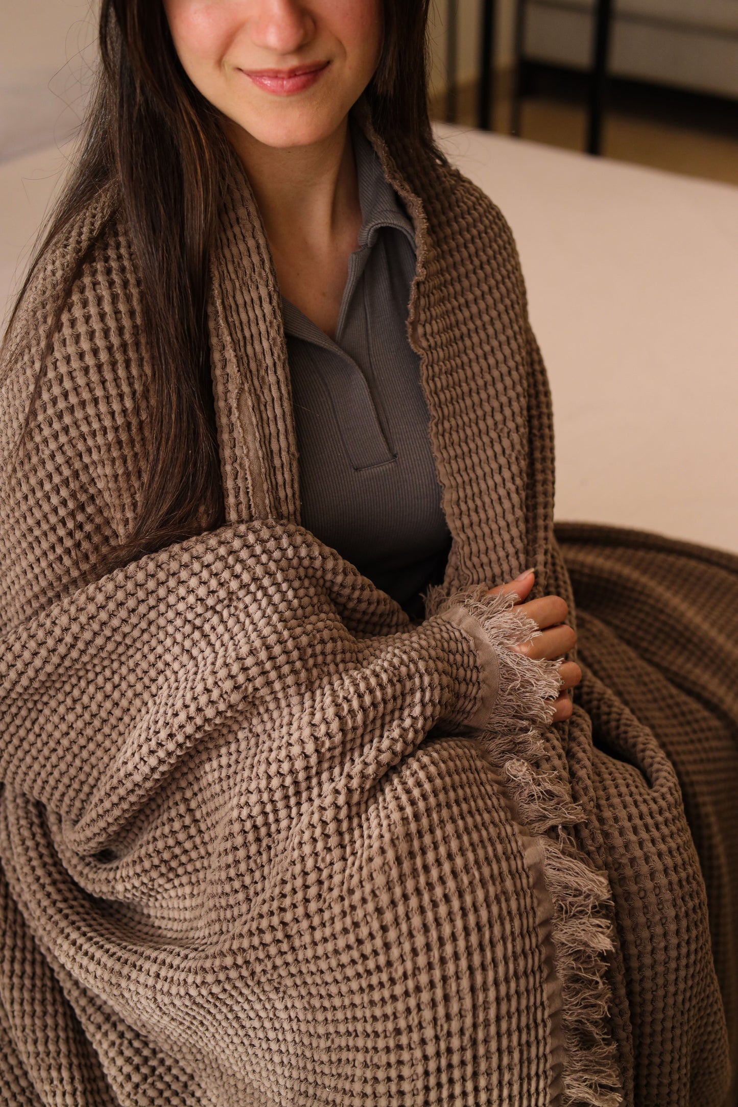 CARAMEL KNOTS Cotton Throw Blanket