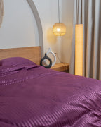 DEEP PLUM stripe duvet cover