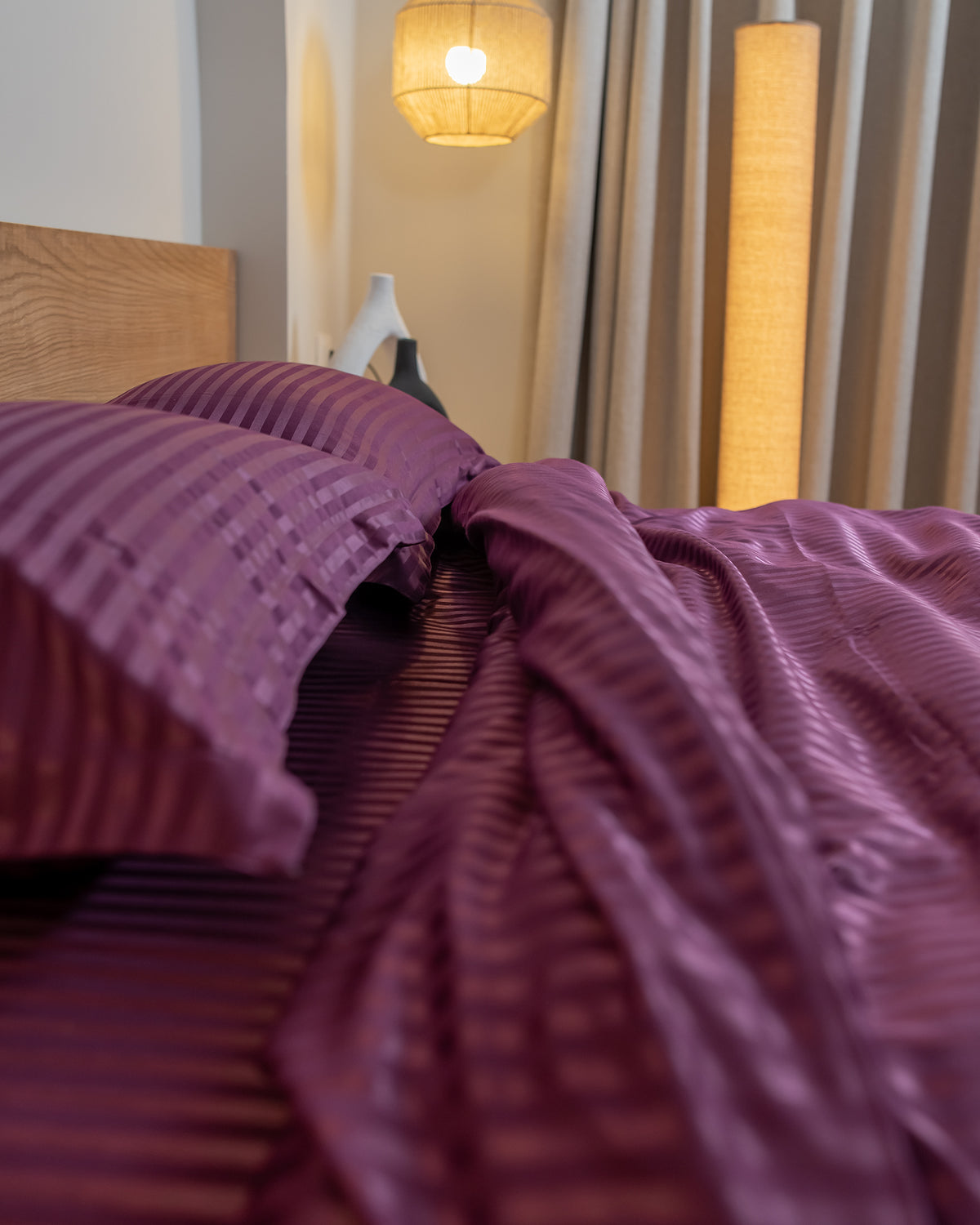 DEEP PLUM stripe duvet cover