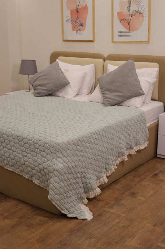 PISTACHIO PUFFY Muslin Cotton Throw Blanket